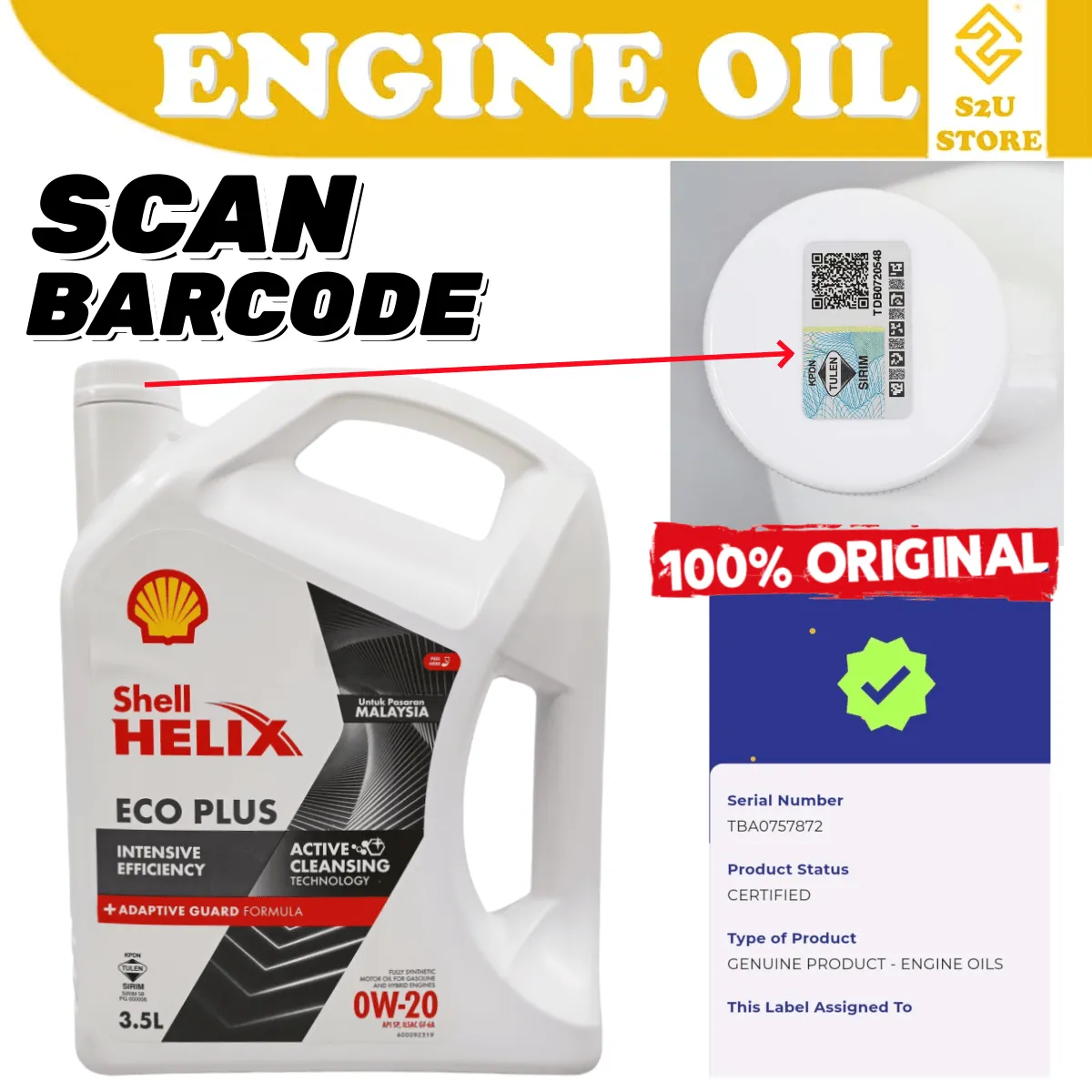 Original Shell Helix Eco 0W20 Engine Oil Fully Synthetic 3.5Liter Perodua Honda Toyota Axia Myvi Minyak Hitam Kereta - Image 3