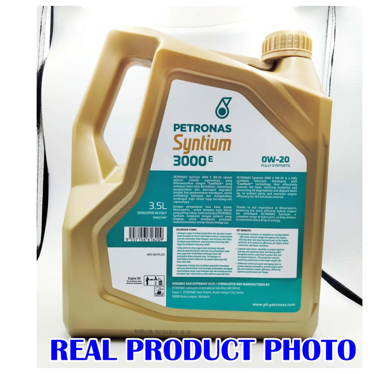 Original Petronas Engine Oil Syntium 3000 0W20 Fully Synthetic 3.5Liter Myvi New Bezza Axia Minyak Hitam 0W-20 - Image 5
