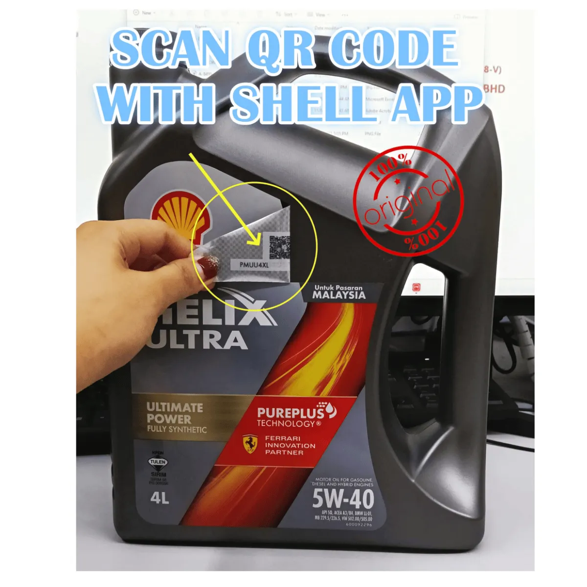 Original Engine Oil Shell Helix Ultra 5W-40 Fully Synthetic 4Liter API SP ACEA A3 B4 Minyak Hitam Kereta Turbo 5W40 - Image 4