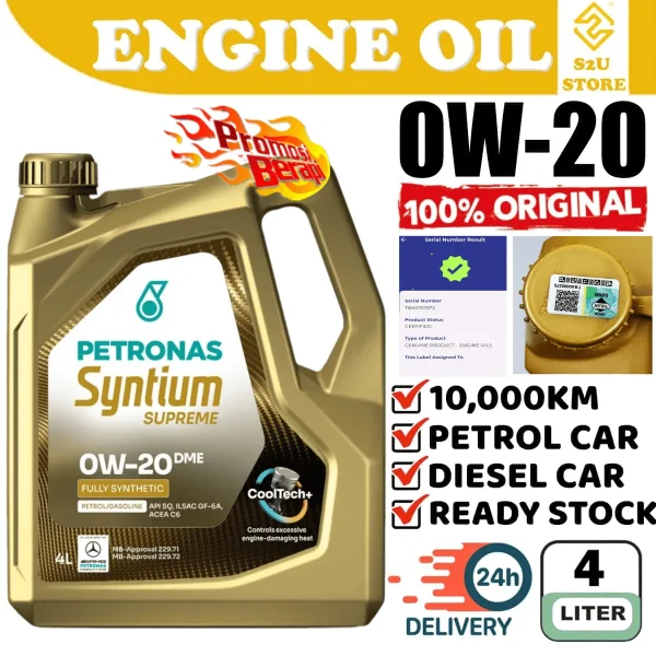 Original Petronas Engine Oil Syntium 7000 0W20 Fully Synthetic
