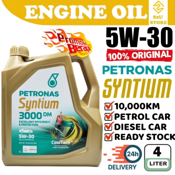 Original Petronas Engine Oil Syntium 3000 5W30 Fully Synthetic 4Liter Vios Altis Myvi New Bezza Axia Almera Minyak Hitam