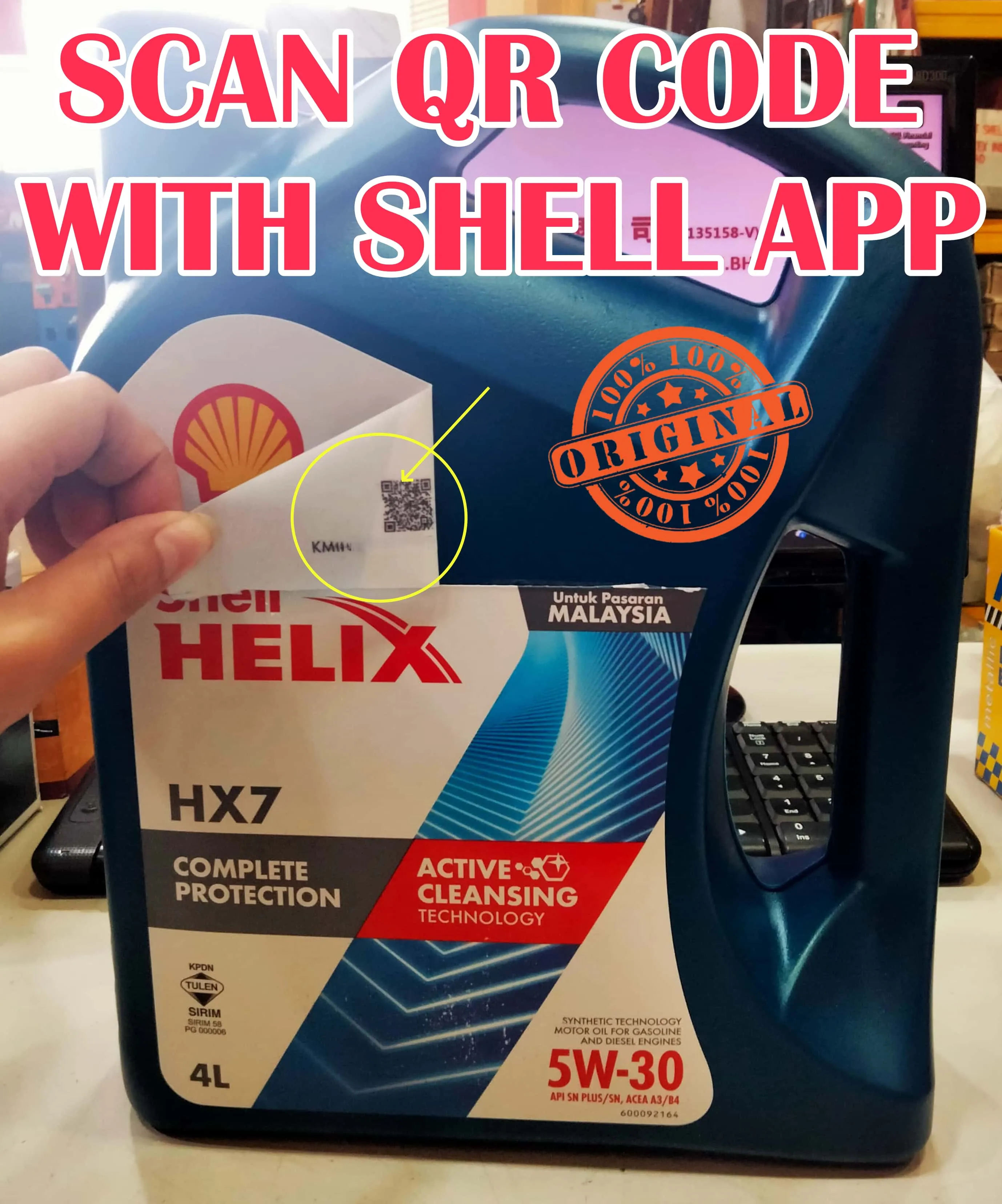Original Engine Oil Shell Helix HX7 5W30 SN PLUS SN Semi Synthetic 4Liter Toyota Honda Nissan Proton Minyak Hitam Kereta - Image 5