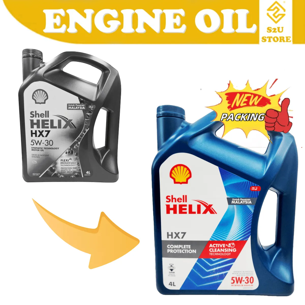 Original Engine Oil Shell Helix HX7 5W30 SN PLUS SN Semi Synthetic 4Liter Toyota Honda Nissan Proton Minyak Hitam Kereta - Image 4
