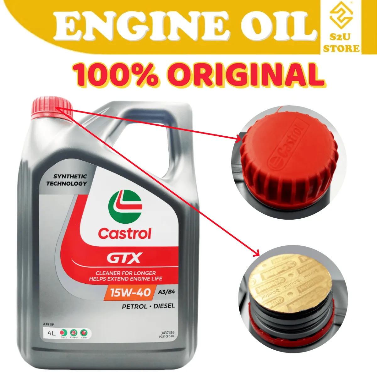 Original Engine Oil Castrol GTX Ultraclean 15W40 SN/CF ACEA A3/B3 4Liter Minyak Hitam Enjin Kereta 15W-40 - Image 4