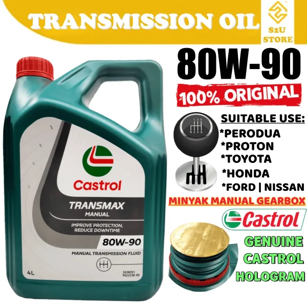 Original Gear Oil Castrol Manual Car Transmax 80W90 GL4 4Liter Minyak Manua Kereta 80W-90