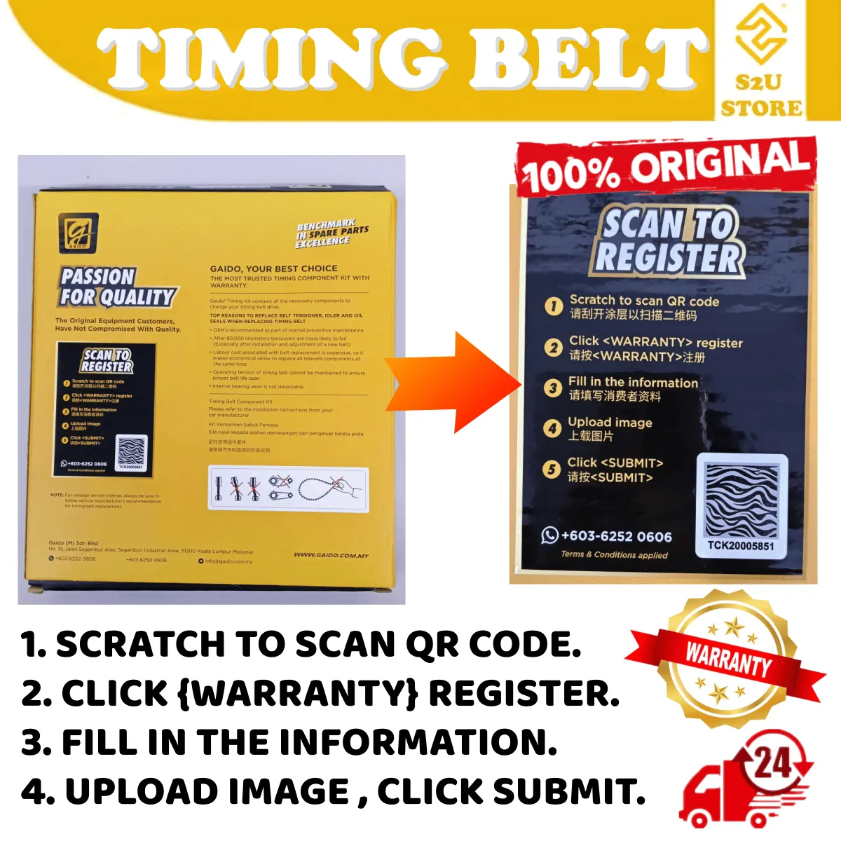 Original Gaido Timing Belt Toyota Camry 2.2 SXV10 SXV20 Corona ST171 163S8M27 100,000KM Belting Kereta - Image 2