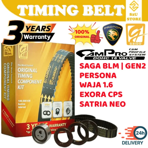 Original Gaido Timing Belt Proton Saga BLM FL Satria Neo GEN2 Persona Exora CPS Waja Campro 144Y25 Belting Kereta