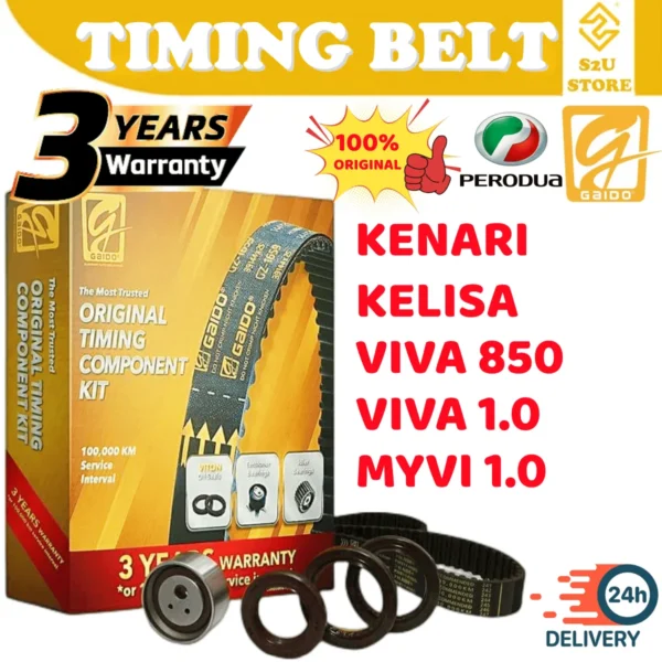 Original Gaido Timing Belt Perodua Kenari Kelisa Viva 850 1.0 Myvi 111Y25 Water Pump GMB Original Belting Kereta