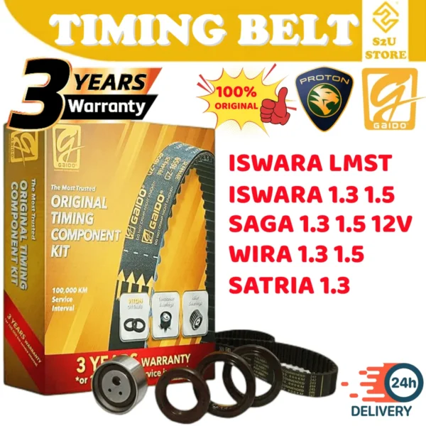Original Gaido Proton Timing Belt Wira Satria 1.3 1.5 Saga 12V Iswara LMST Arena 99RU22 100000KM Belting Kereta