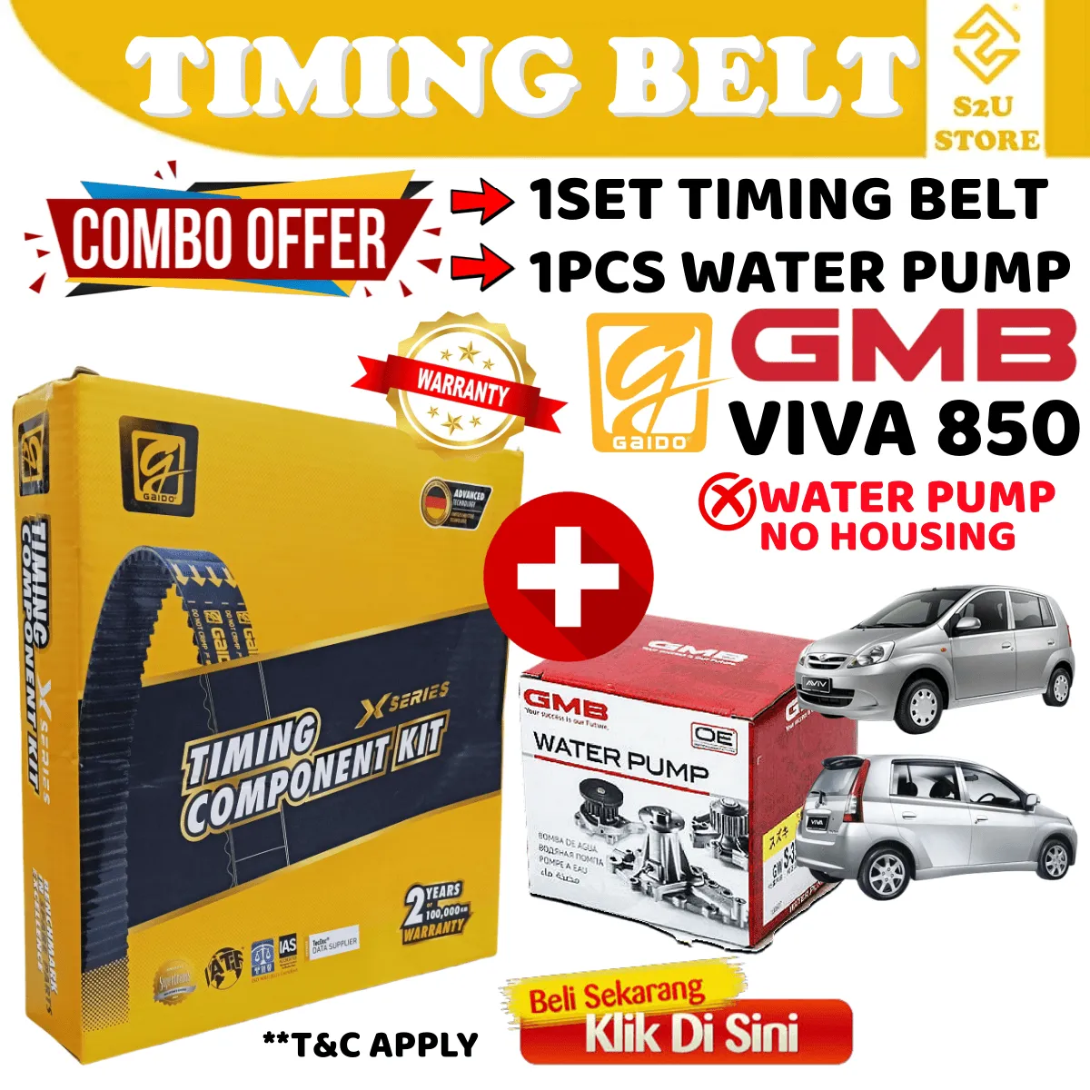 Original Gaido Timing Belt Perodua Kenari Kelisa Viva 850 1.0 Myvi 111Y25 Water Pump GMB Original Belting Kereta - Image 3