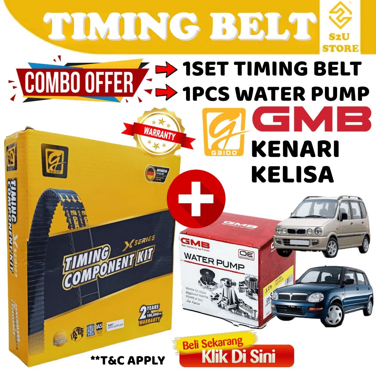 Original Gaido Timing Belt Perodua Kenari Kelisa Viva 850 1.0 Myvi 111Y25 Water Pump GMB Original Belting Kereta - Image 4