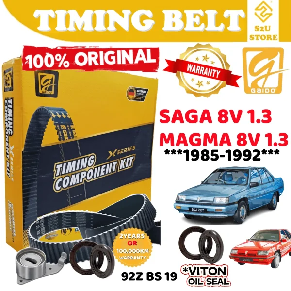 Original Gaido Timing Belt Proton Saga 1.3 Magma 8V 92ZBS19 100,000KM Belting Kereta