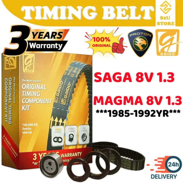 Original Gaido Timing Belt Proton Saga 1.3 Magma 8V 92ZBS19 100,000KM Belting Kereta