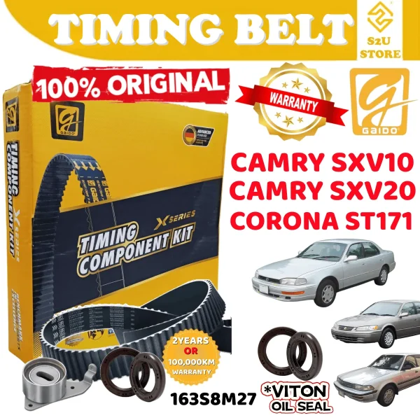 Original Gaido Timing Belt Toyota Camry 2.2 SXV10 SXV20 Corona ST171 163S8M27 100,000KM Belting Kereta