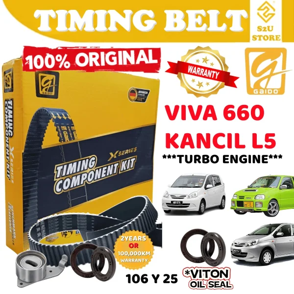 Original Gaido Timing Belt Perodua Viva 660 Kancil L5 Turbo 106Y25 Belting Kereta