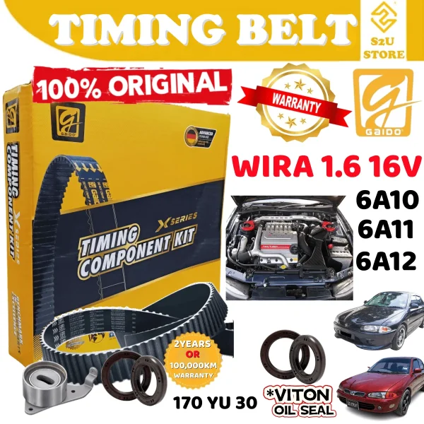 Original Gaido Timing Belt Proton Wira 1.6 V6 6A10 6A11 6A12 170YU30 100,000KM Belting Kereta