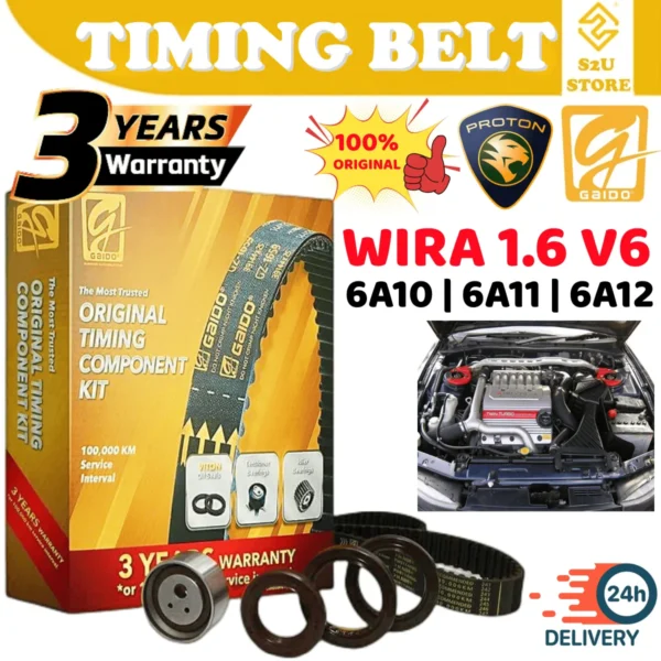 Original Gaido Timing Belt Proton Wira 1.6 V6 6A10 6A11 6A12 170YU30 100,000KM Belting Kereta