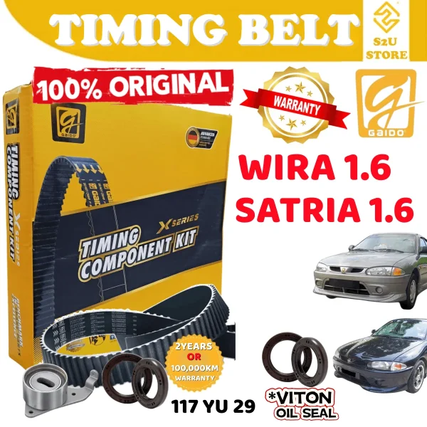 Original Gaido Timing Belt Proton Wira 1.6 117YU29 100,000KM Belting Kereta