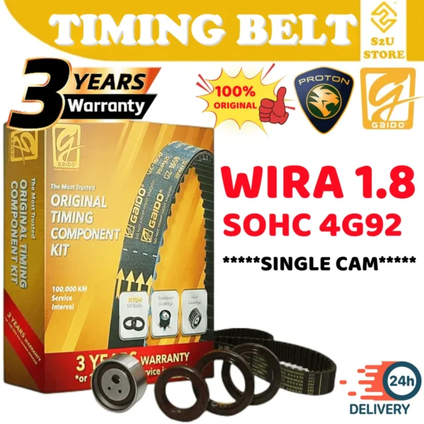 Original Gaido Timing Belt Proton Wira 1.8 Single Cam 4G93 SOHC 121YU29 Belting Kereta