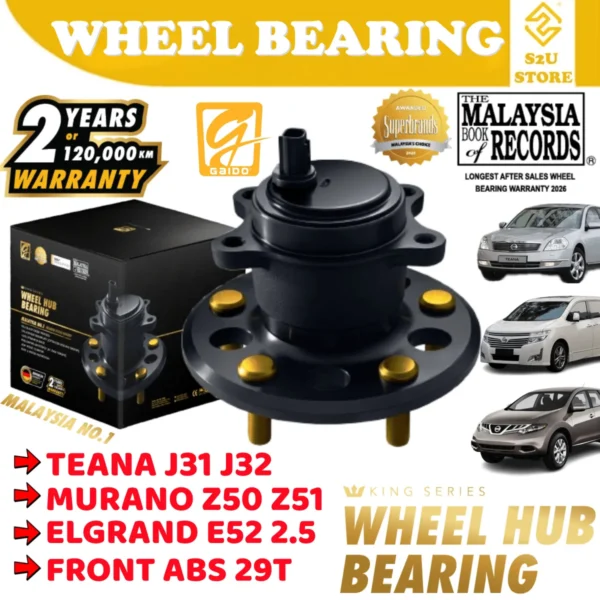 Gaido King Series Front Wheel Bearing Hub Nissan Teana J32 Murano Z50 Elgrand E52 Depan Bearin Tayar Kereta