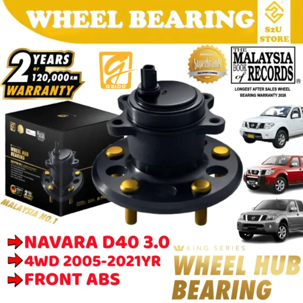 Gaido King Series Front Wheel Bearing Hub Nissan Navara D40 4WD Depan Bearin Tayar Kereta