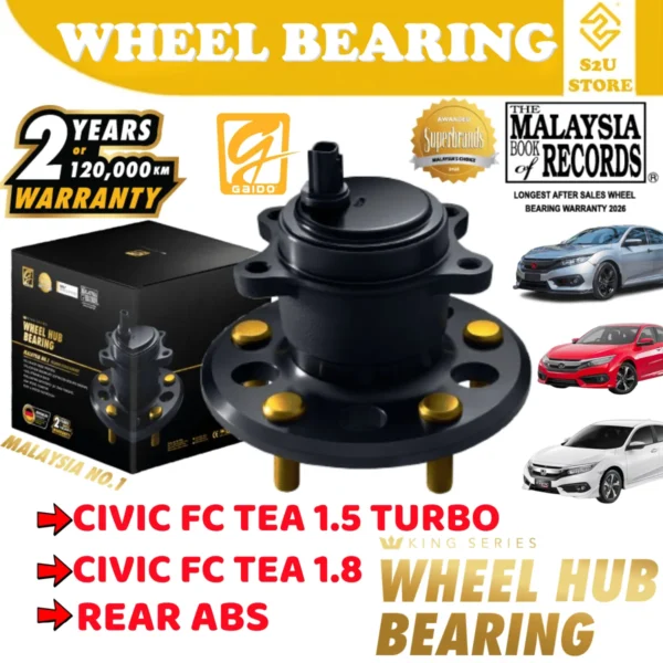 Gaido King Series Rear Wheel Bearing Hub Honda Civic FC TEA 1.5 1.8 Belakang Bearin Tayar Kereta
