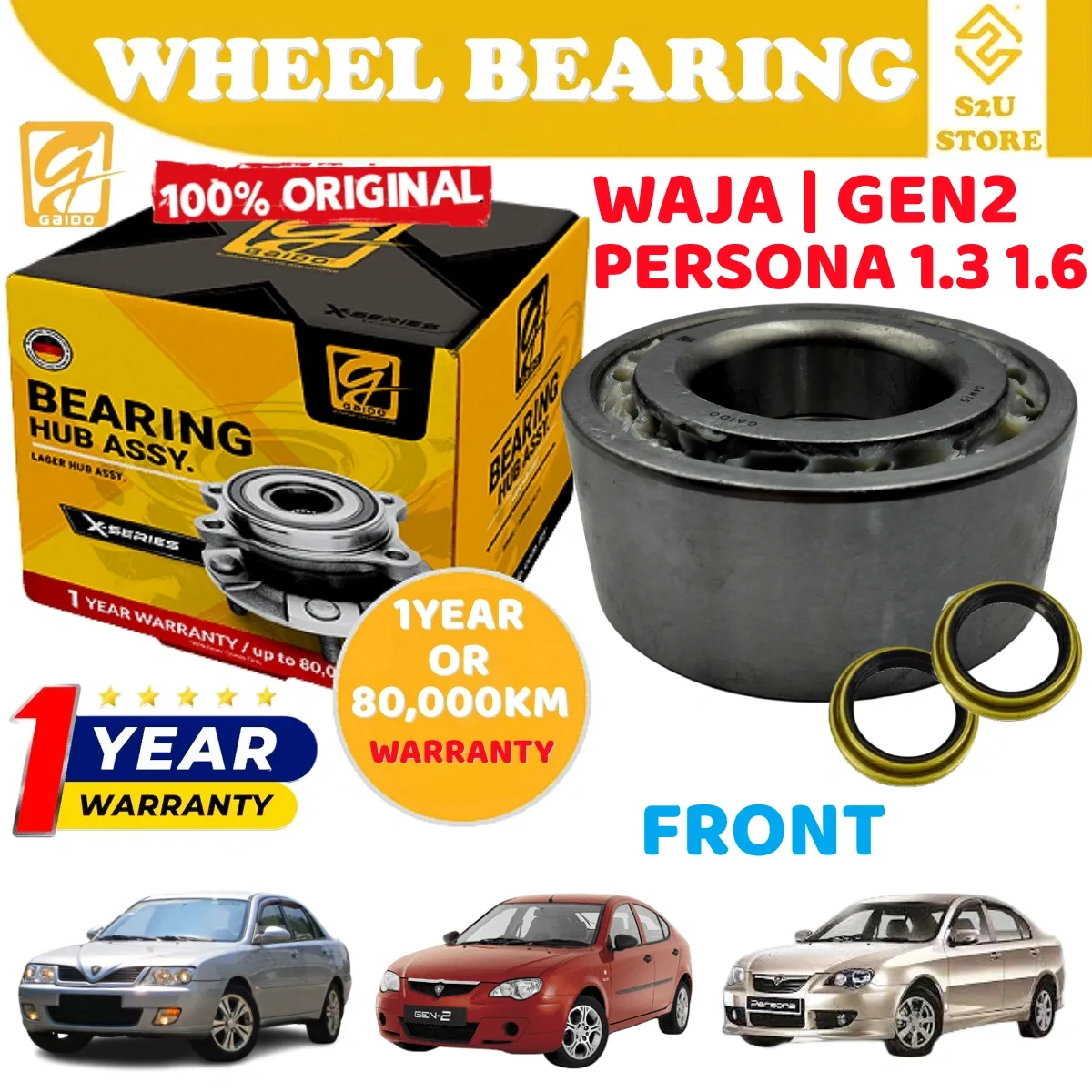 Gaido Front Rear Wheel Bearing Hub Proton Waja Gen2 Persona 1.3 1.6 Depan Belakang Bearin Tayar Kereta - Image 3