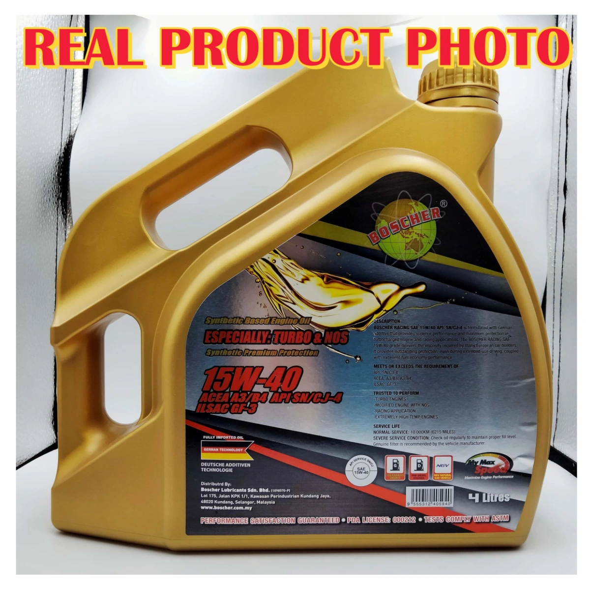 Boscher 15W40 SN/CJ4 Synthetic Engine Oil 4Liters Persona BLM Wira FLX Minyak Hitam Kereta - Image 3