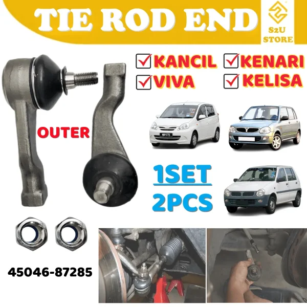 Steering Rack Tie Rod End Outer Inner Perodua Kancil Kelisa Kenari Viva Kepala Ball Joint Tayar Kereta