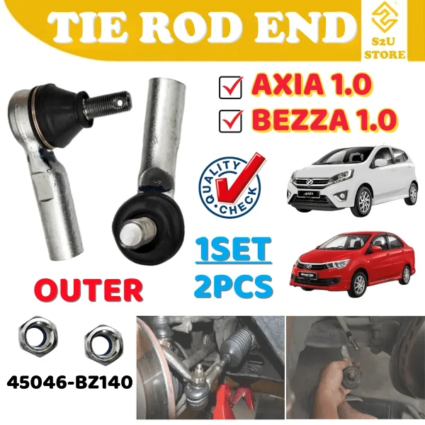 Steering Rack Tie Rod End Outer Inner Perodua Axia 1.0 Bezza 1.0 Kepala Ball Joint Tayar Kereta
