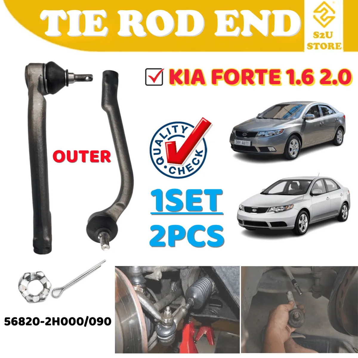 Steering Rack Tie Rod End Outer Inner Kia Forte 1.6 2.0 Kepala Ball Joint Tayar Kereta