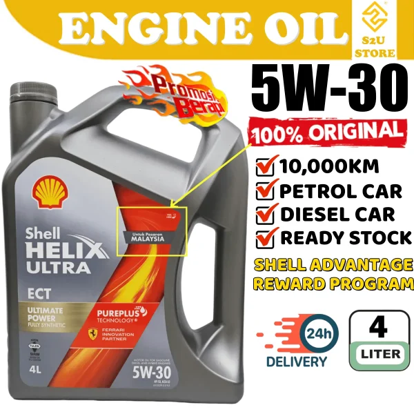 Original Engine Oil Shell Helix Ultra 5W-30 Fully Synthetic 4Liter Minyak Hitam Kereta Turbo