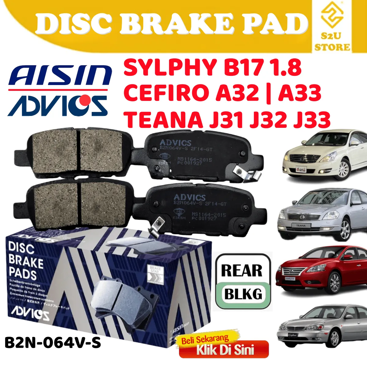 AISIN Disc Brake Pad Front Rear Nissan Sylphy B17 Teana Cefiro Brek Pad Depan Belakang Kereta - Image 3