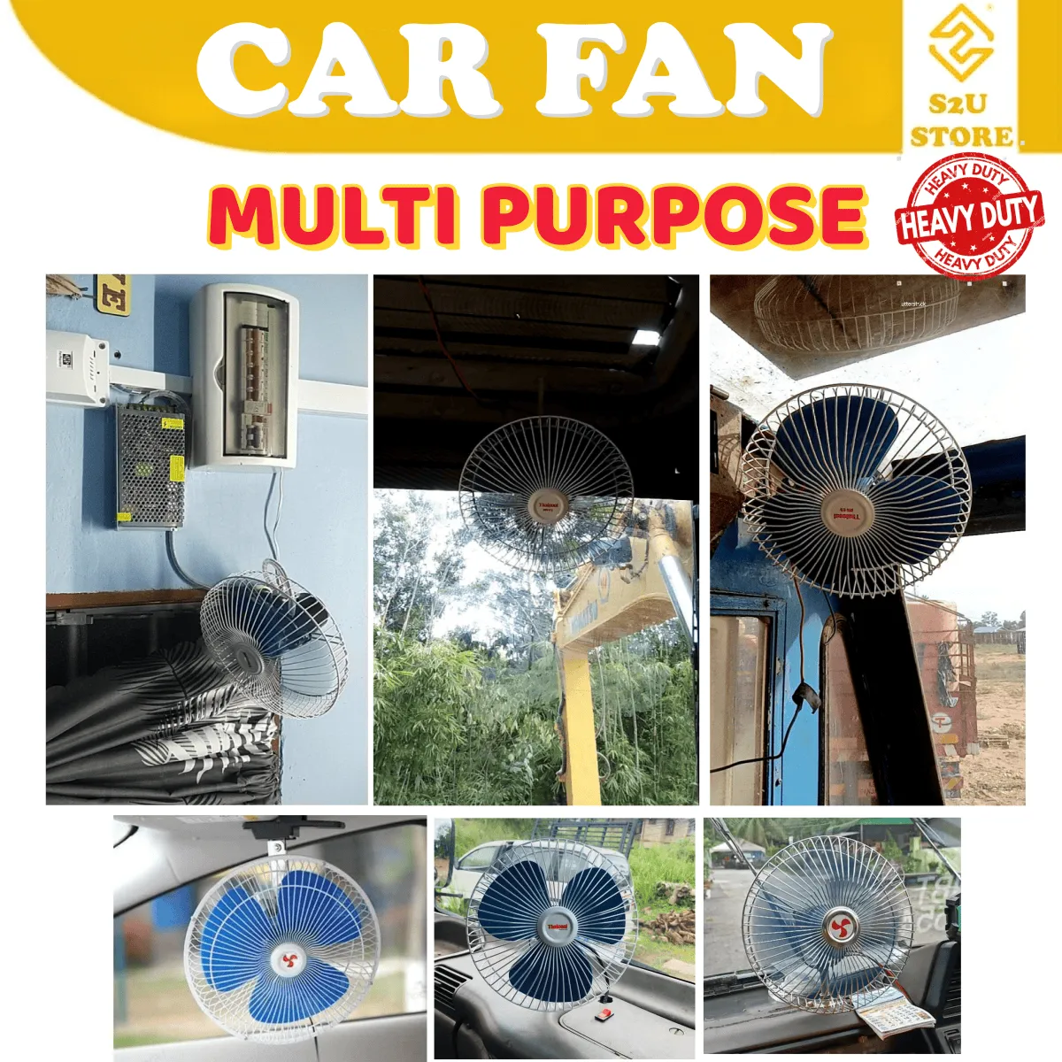Car Oscillating Car Fan Lorry Truck DC 12V 24V Kipas Angin Lori Kereta Backhoe Excavator Tractor - Image 4