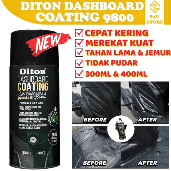 Diton Dashboard Coating Black Matt 400ml 300ml Quick Drying Weather Resistant Lotus Leaf Effect