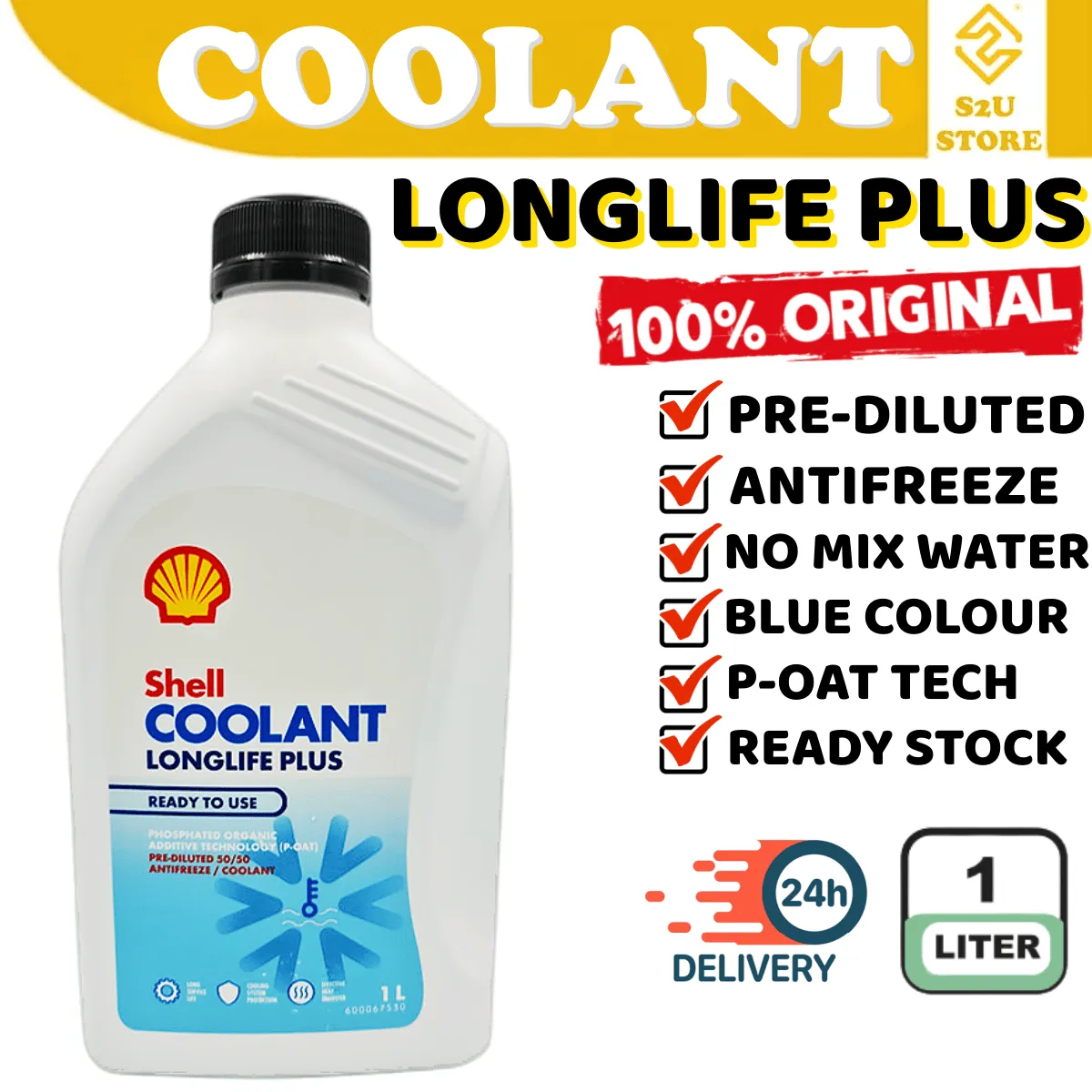 Shell Coolant Long Life Plus Antifreeze 50/50 Car Truck Motorcycle Air Tangki Radiator Kereta - Image 4