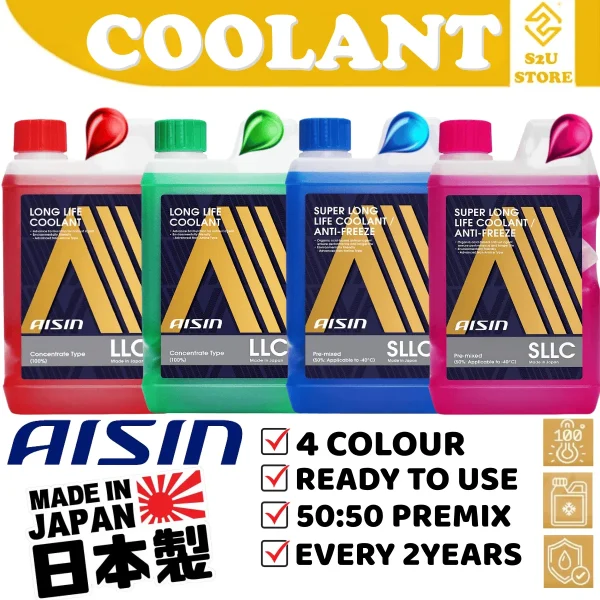 AISIN Coolant Original Japan Red Green Blue Pink 1Liter Car Motor Truck Ubat Penyejuk Kereta