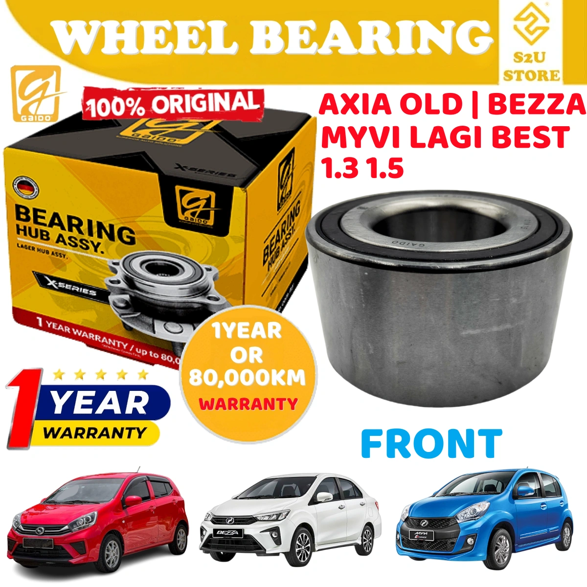 Gaido Front Wheel Bearing Hub Perodua Myvi Lagi best 1.3 1 .5 Axia Bezza Depan Bearin Tayar Kereta GDB8028-ZM