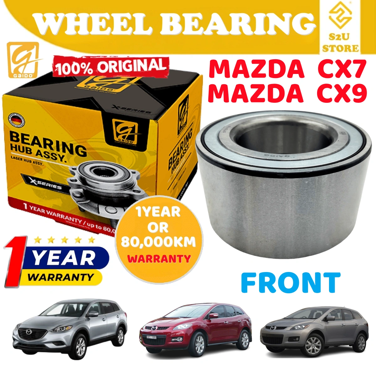 Gaido Front Wheel Bearing Hub Mazda CX7 CX9 Depan Bearin Tayar Kereta GDB8103-ZZ