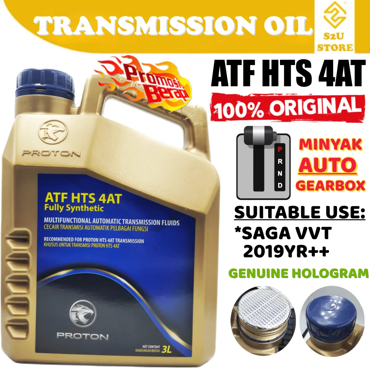 Original Gear Oil ATF 4AT HTS Auto Transmission Fluid Proton Saga VVT 2019 Minyak Gearbox Kereta