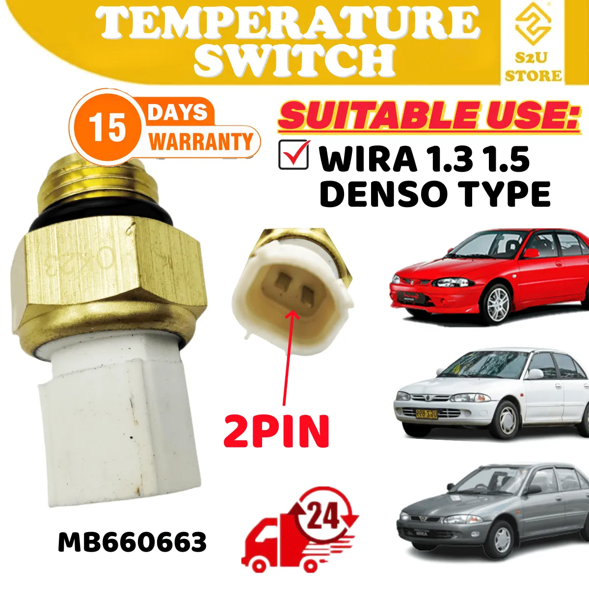 Temperature Fan Switch Thermo Sensor Water Proton Wira 1.3 1.5 Denso Type