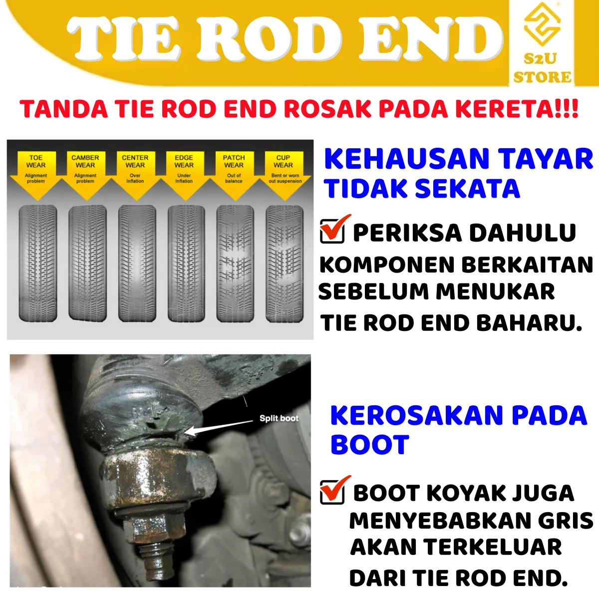 Steering Rack Tie Rod End Outer Inner Perodua Axia 1.0 Bezza 1.0 Kepala Ball Joint Tayar Kereta - Image 5