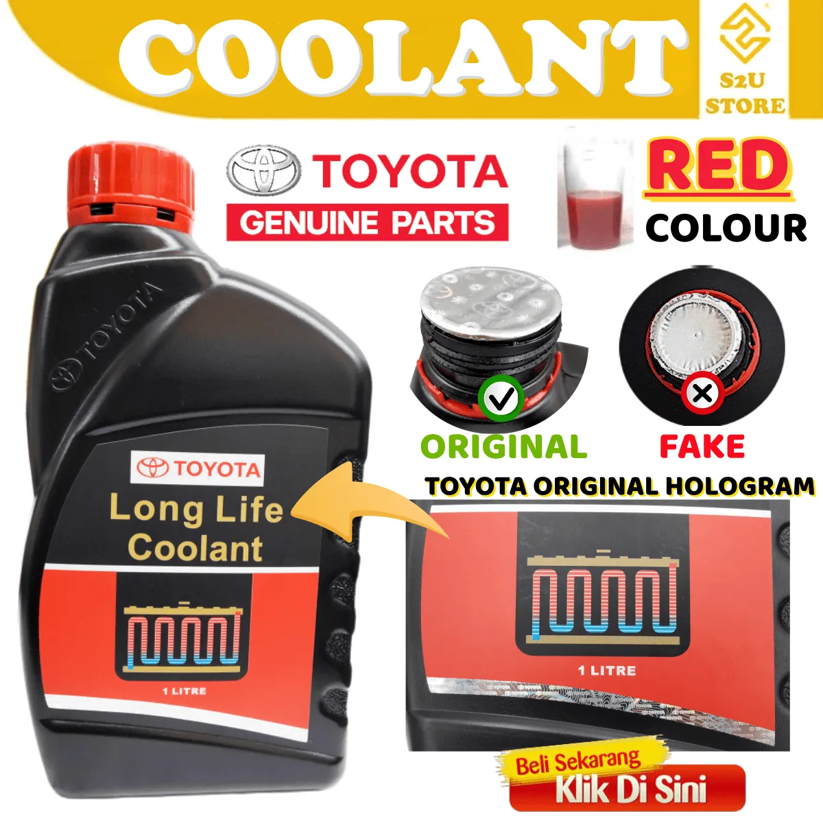 Original Toyota Long Life Radiator Coolant Proton Perodua Honda Nissan Ford Ubat Tangki Kereta