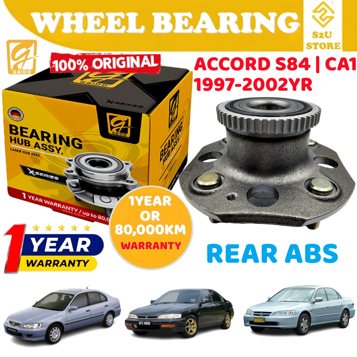 Gaido Rear Wheel Bearing Hub Honda Accord S84 CA1 1997-2002YR Belakang Bearin Tayar Kereta