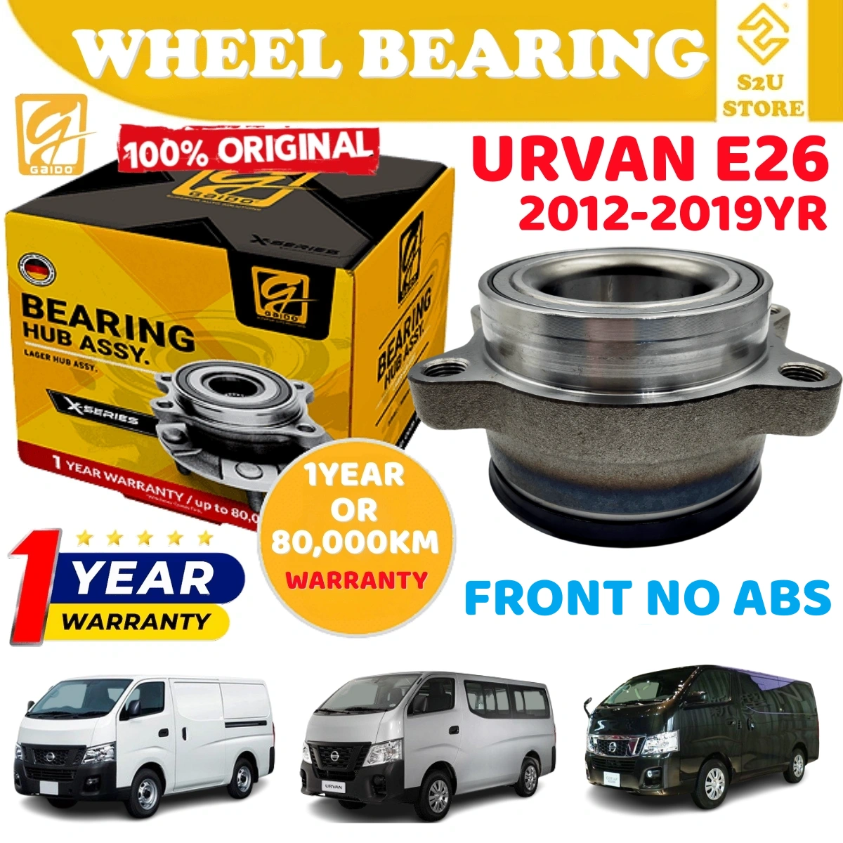 Gaido Front Wheel Bearing Hub Nissan Urvan E26 2012-2019YR Depan Bearin Tayar Kereta XPGKBA-2706