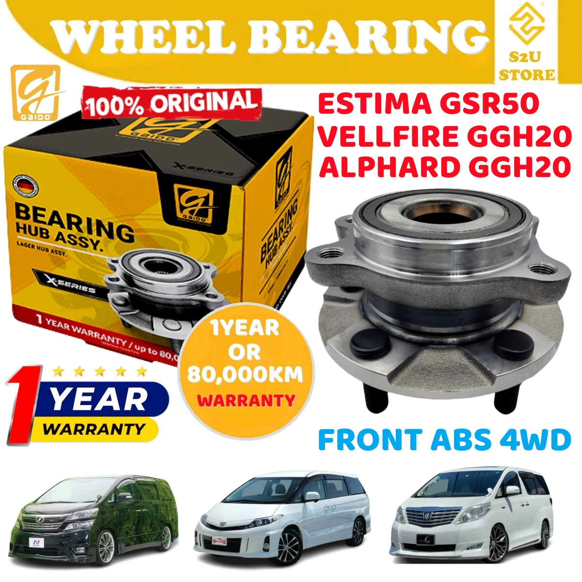 Gaido Front Wheel Bearing Hub Toyota Estima GSR50 Vellfire Alphard Depan Bearin Tayar Kereta